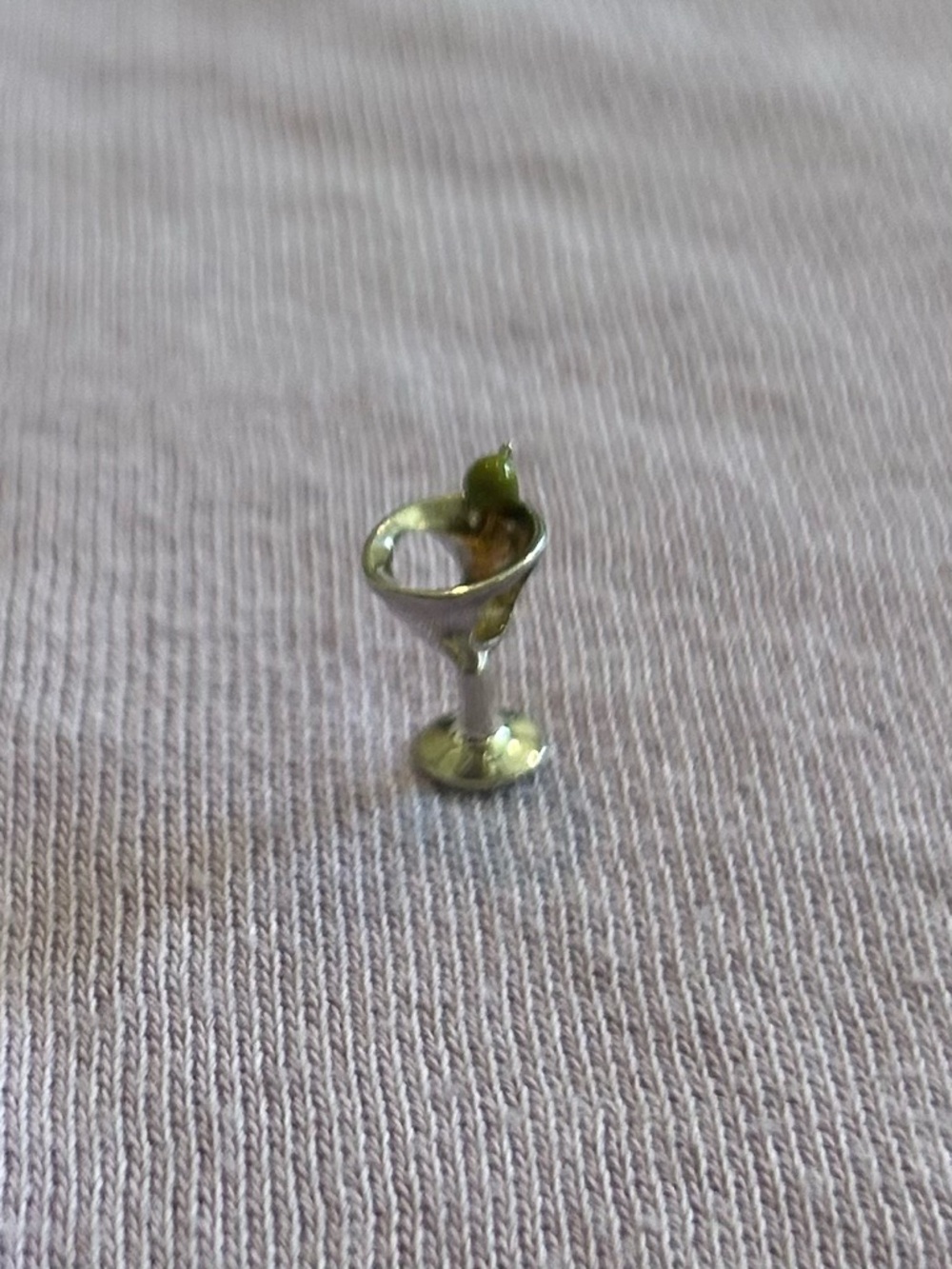 Halia "Martini Glass" Charm - Sterling Silver/Green Olive